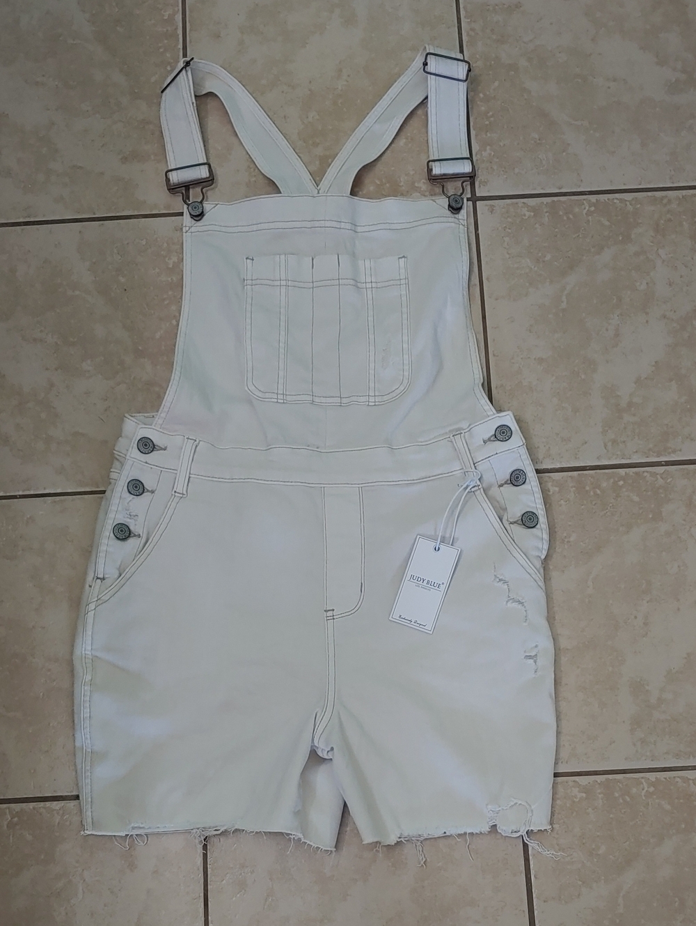 Judy Blue Overalls Women's L White Denim Shorts NWT